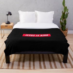 Jesus Is King Christian Red and White Text Design Cross Men Women Black Throw Blanket RB0309 product Offical Jesus is King Merch