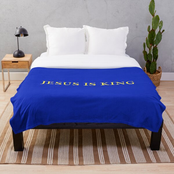 Jesus is King - Kanye West (Yellow on Blue) Throw Blanket RB0309 product Offical Jesus is King Merch